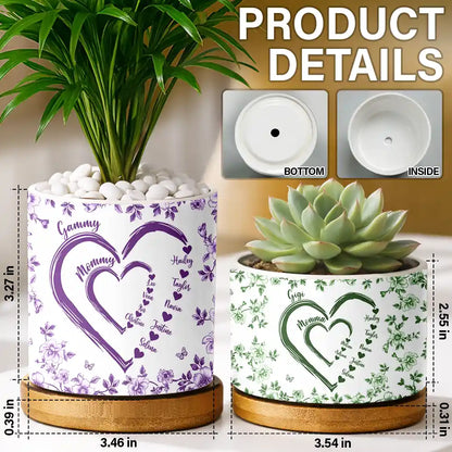 Mom Grandma Sweethearts - Personalized Ceramic Plant Pot