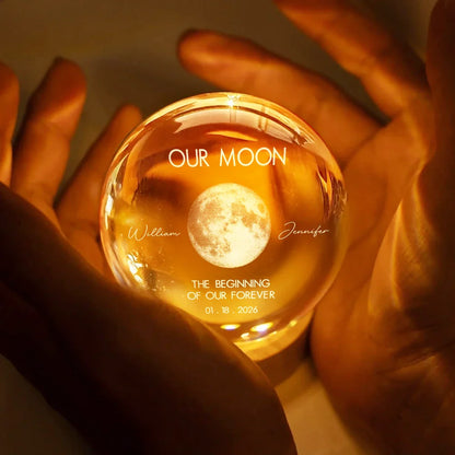 Moon Phase The Beginning Of Our Forever - Personalized Crystal Globe Lamp