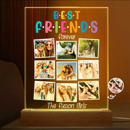 Custom Photo Best Friends Forever - Personalized 3D Led Light Wooden Base