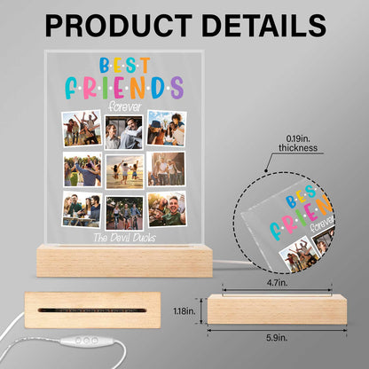 Custom Photo Best Friends Forever - Personalized 3D Led Light Wooden Base