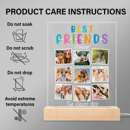 Custom Photo Best Friends Forever - Personalized 3D Led Light Wooden Base