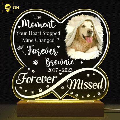 Custom Photo Dog Cat Infinity Heart Forever Missed - Personalized 3D Led Light Wooden Base