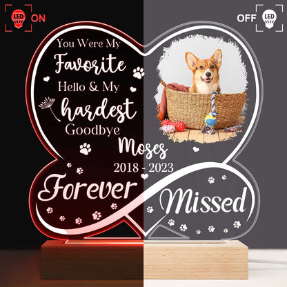 Custom Photo Dog Cat Infinity Heart Forever Missed - Personalized 3D Led Light Wooden Base