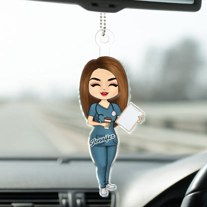 Nurse Chibi Vector - Gift For Nurse - Personalized Acrylic Car Hanger