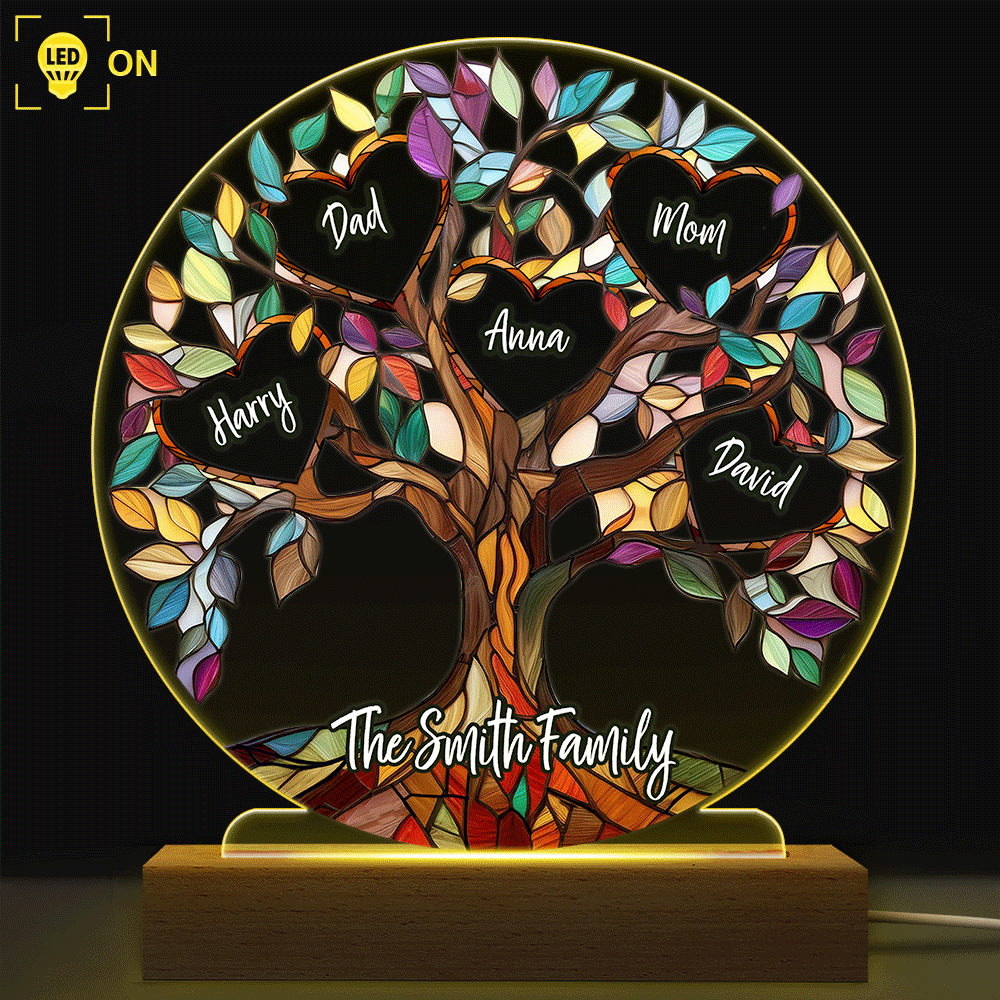 Family Unbreakable Bond Tree Of Life - Personalized 3D Led Light Wooden Base