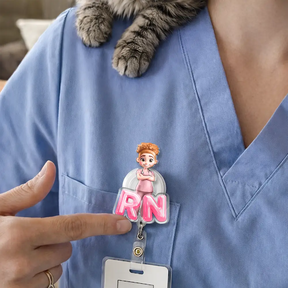 Nurse 3D Effect Custom Name And Job Title - Personalized Badge Reel
