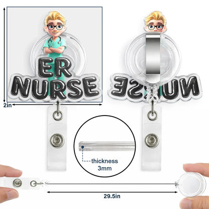 Nurse 3D Effect Custom Name And Job Title - Personalized Badge Reel