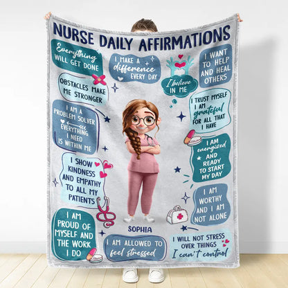 Nurse Daily Affirmations - Personalized Fleece Blanket, Sherpa Blanket