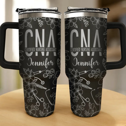 Nurse Job Title Flower Pattern - Personalized Engraved 40oz Tumbler