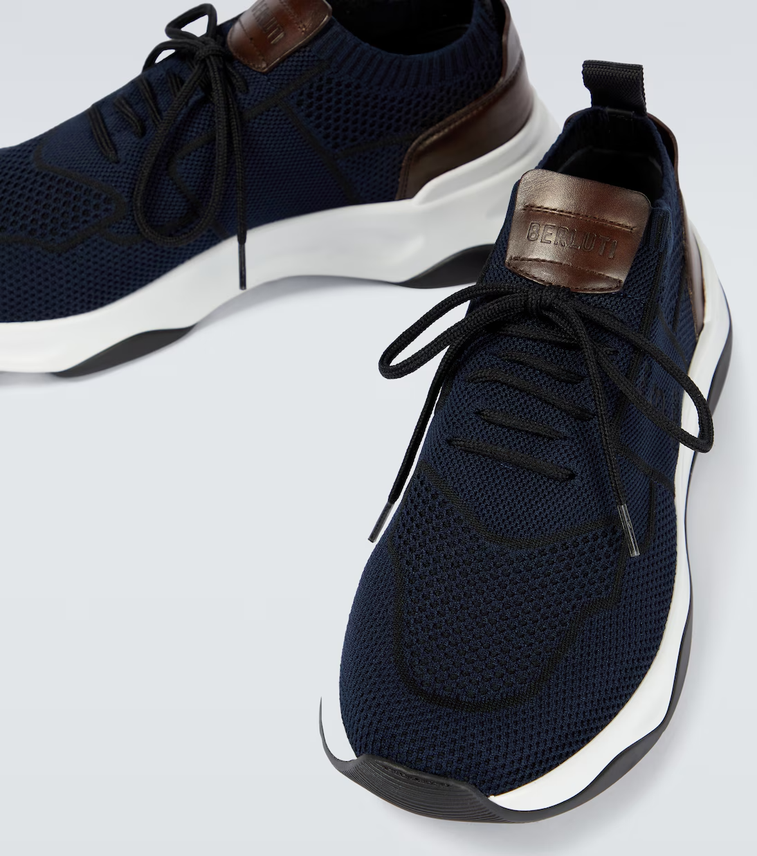 Men's Berluti Shadow Embroidered Blue Sneakers