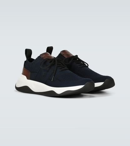 Men's Berluti Shadow Embroidered Blue Sneakers