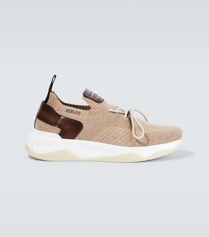 Men's Berluti Shadow Embroidered Beige Sneakers