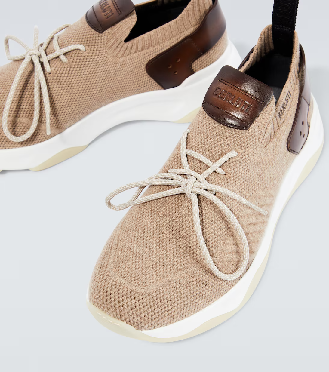 Men's Berluti Shadow Embroidered Beige Sneakers