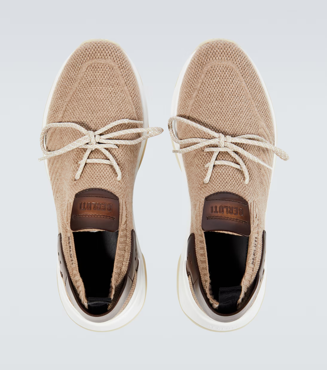 Men's Berluti Shadow Embroidered Beige Sneakers