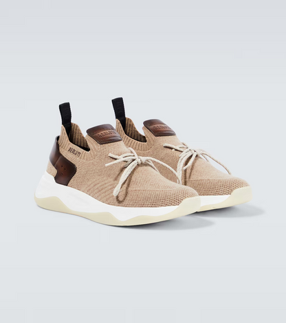 Men's Berluti Shadow Embroidered Beige Sneakers