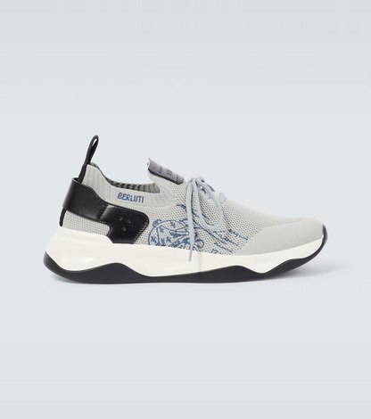 Men's Berluti Shadow Embroidered Grey Sneakers