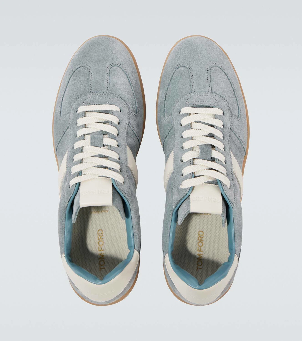 Men's Tom Ford Suede Sneakers With Panels Blue And Amber