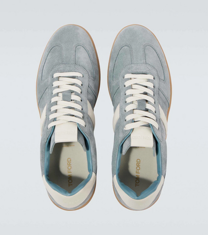 Men's Tom Ford Suede Sneakers With Panels Blue And Amber