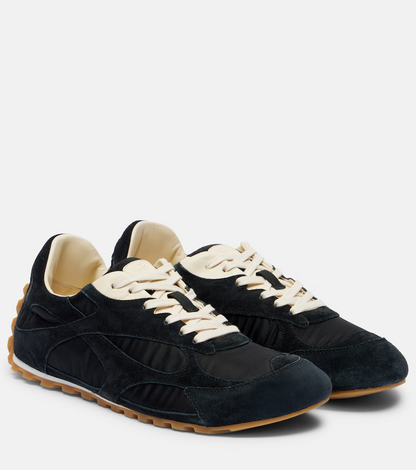 Men’s Bottega Veneta Orbit Flash Suede-Trimmed Black Sneakers