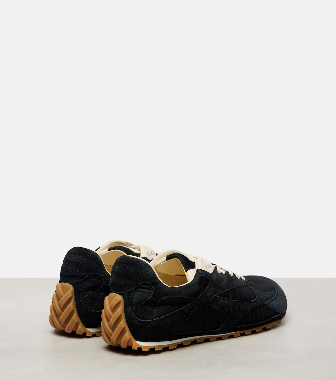 Men’s Bottega Veneta Orbit Flash Suede-Trimmed Black Sneakers