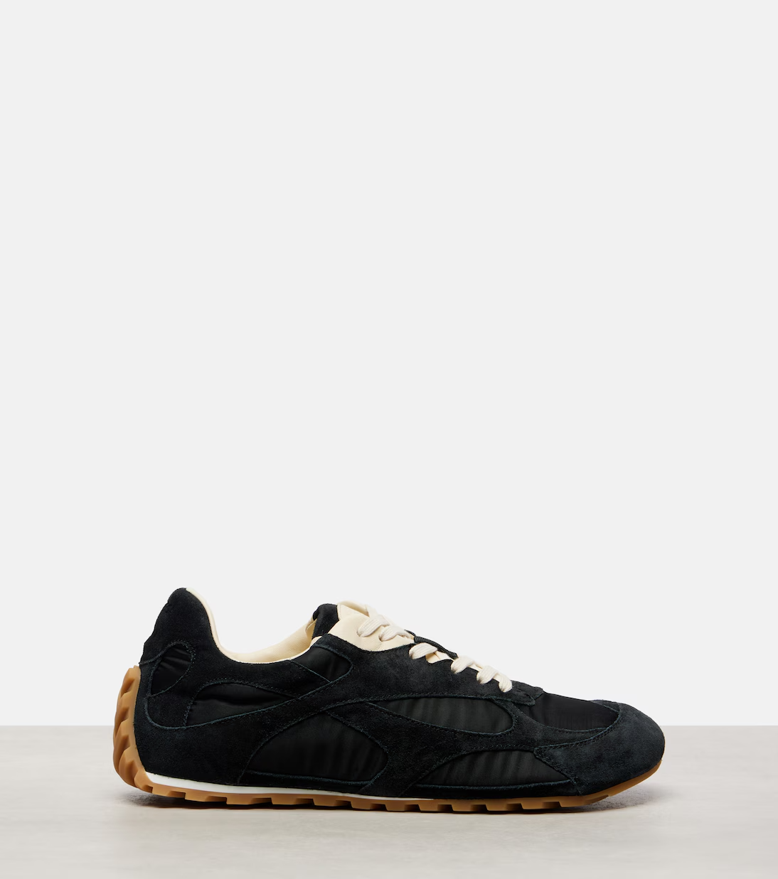 Men’s Bottega Veneta Orbit Flash Suede-Trimmed Black Sneakers
