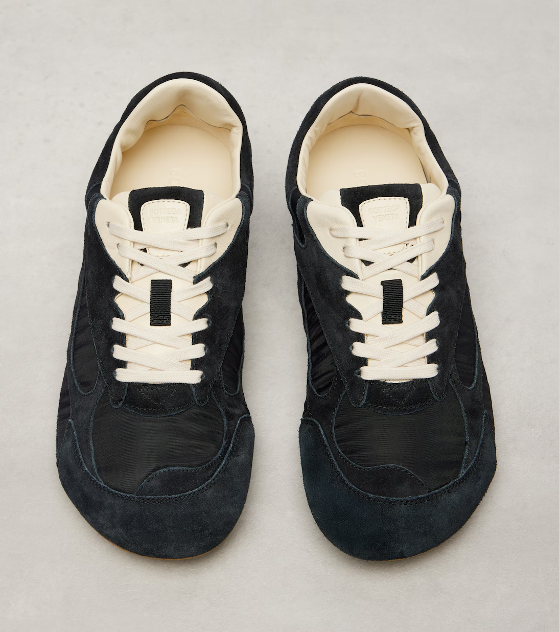 Men’s Bottega Veneta Orbit Flash Suede-Trimmed Black Sneakers