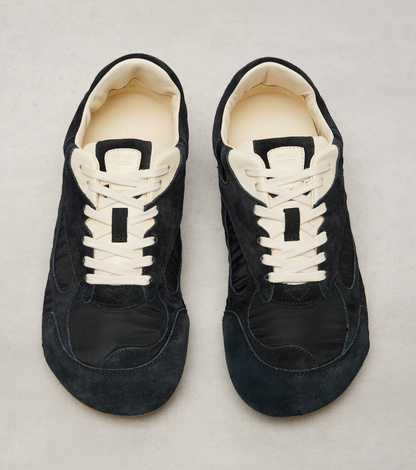 Men’s Bottega Veneta Orbit Flash Suede-Trimmed Black Sneakers