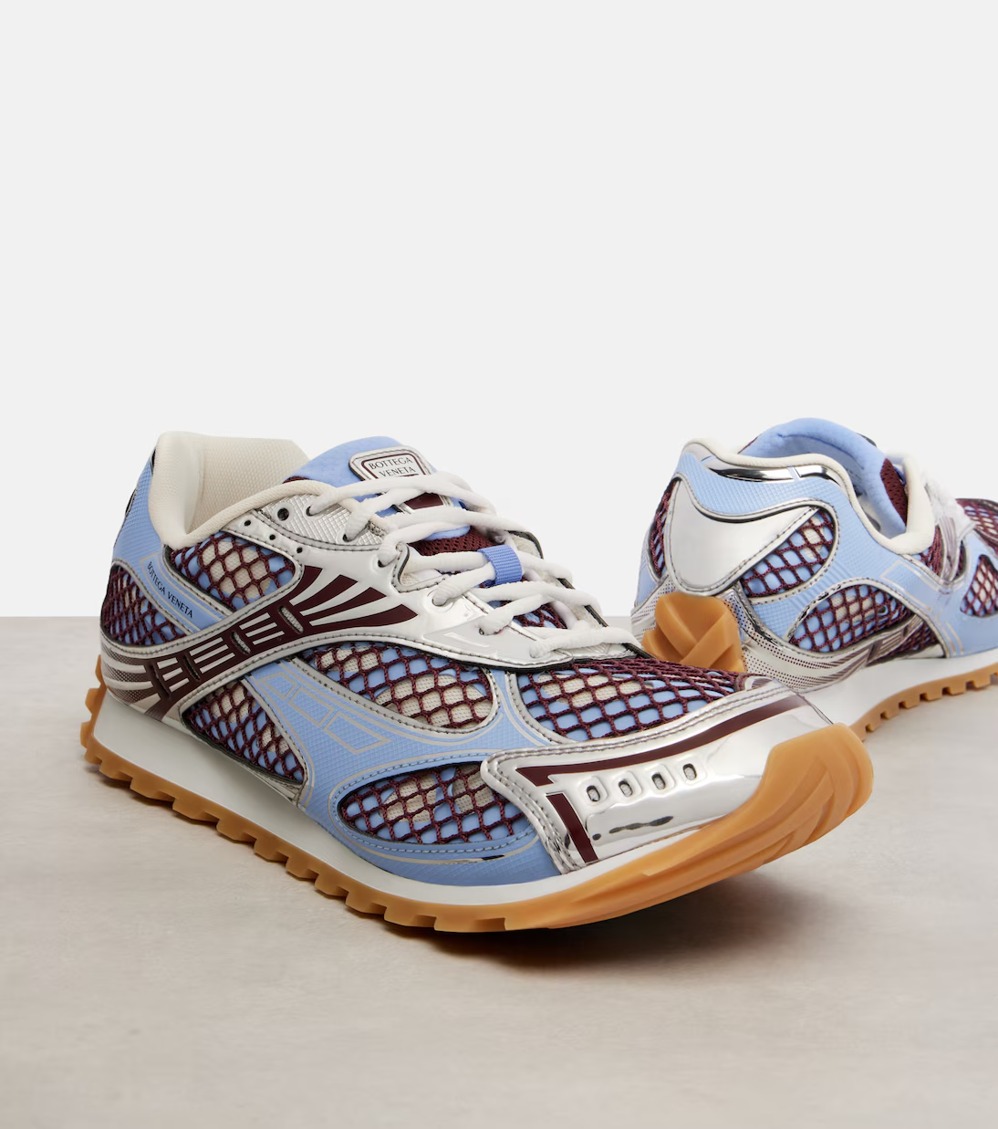 Men’s Bottega Veneta Orbit Blue Brown Silver Sneakers