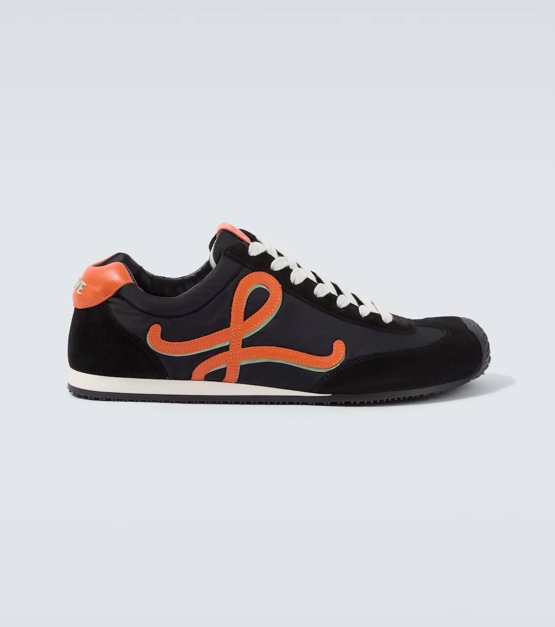 Men' Loewe Ballet Runner 2.0 In Nylon And Calfskin Black Orange Pale Green Sneaker