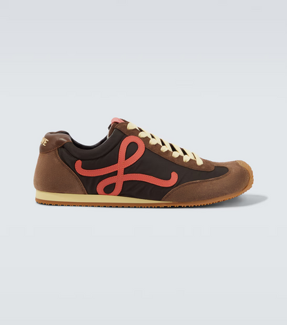 Men' Loewe Ballet Runner 2.0 In Nylon And Calfskin Brown Sneaker