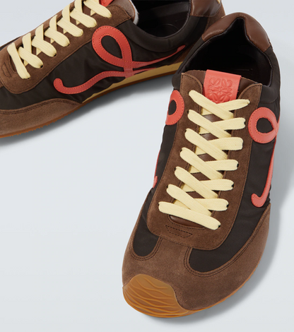 Men' Loewe Ballet Runner 2.0 In Nylon And Calfskin Brown Sneaker