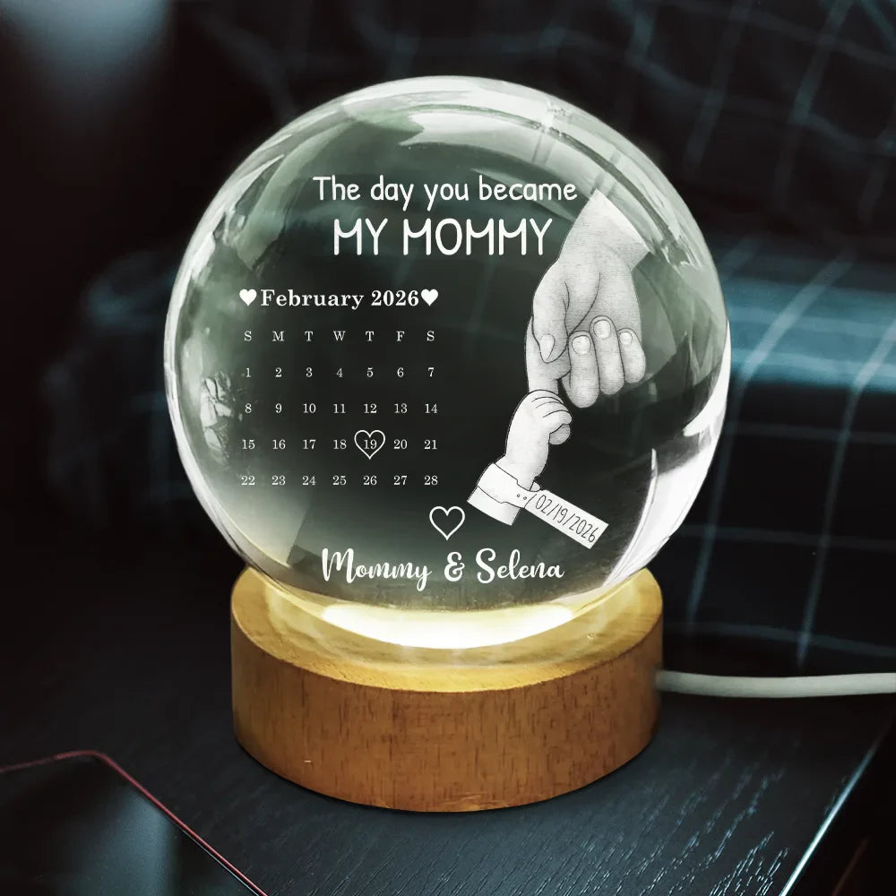 Calendar Our First Mother's Day Father's Day The Day You Became My Mom Dad - Personalized Crystal Globe Lamp