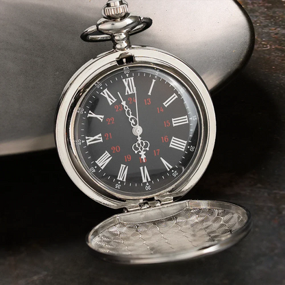 3D Metal Effect Gold Silver Monogram - Personalized Pocket Watch