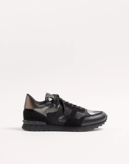 Men's Valentino Camo Rock Runners Black Sneakers