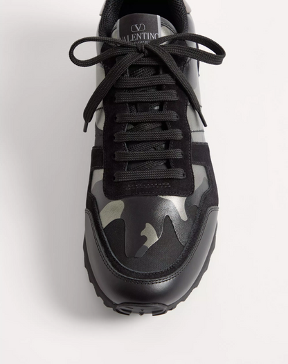Men's Valentino Camo Rock Runners Black Sneakers