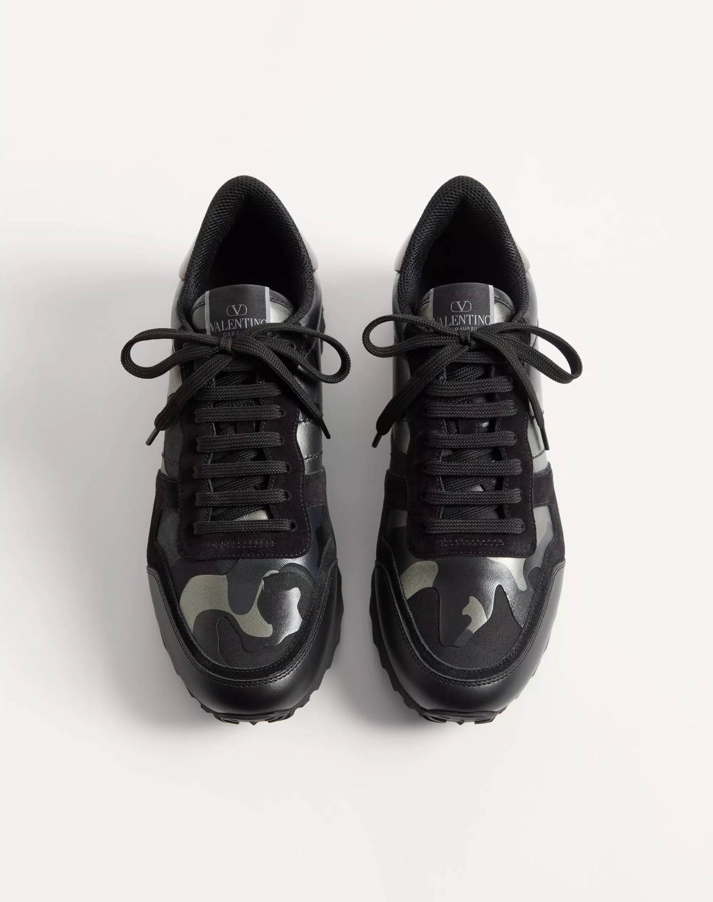 Men's Valentino Camo Rock Runners Black Sneakers