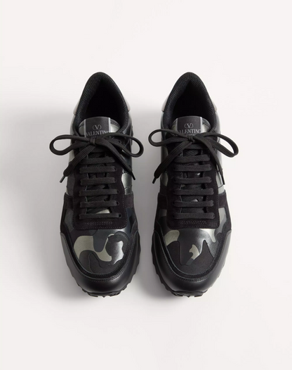 Men's Valentino Camo Rock Runners Black Sneakers
