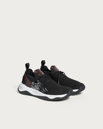 Men's Berluti Shadow Embroidered Black Sneakers