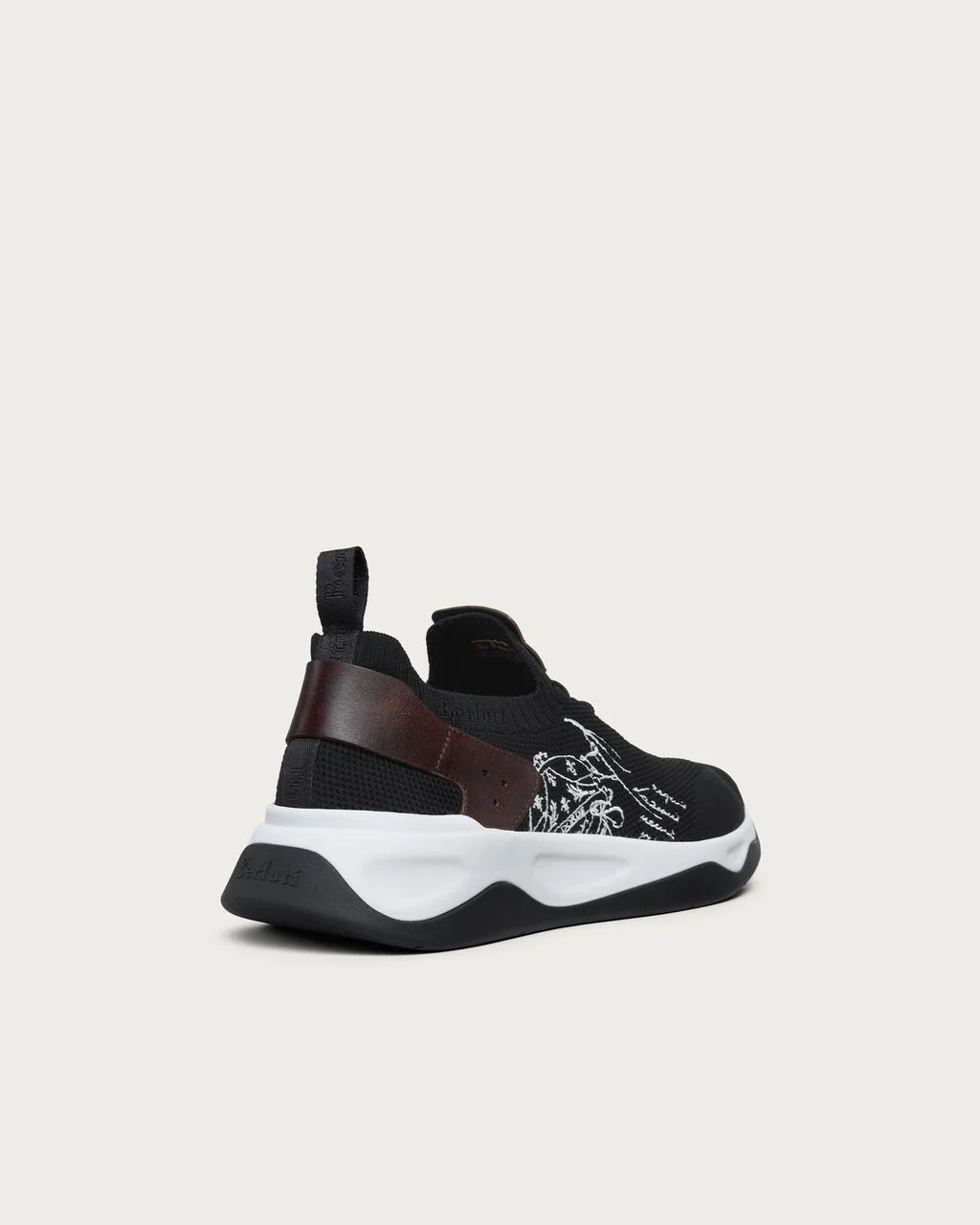 Men's Berluti Shadow Embroidered Black Sneakers