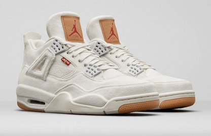 Men's Leviâ€™s x Air Jordan 4 Retro Tripple White Shoes