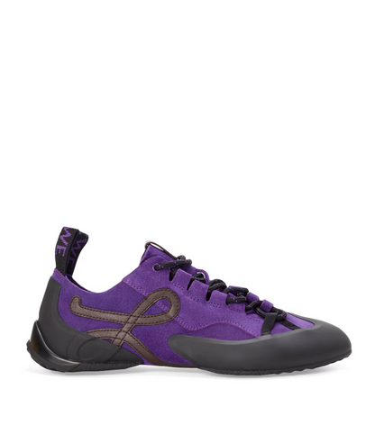 Men's Grip Sneaker In Calfskin Suede Purple Brown Sneakers