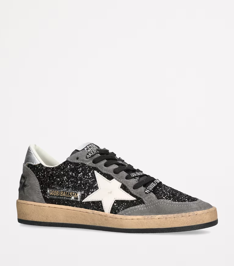 Golden Goose Women's Ball Star Gray  Glitter Low-Top Sneakers