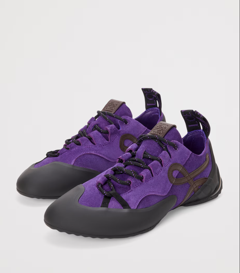 Men's Grip Sneaker In Calfskin Suede Purple Brown Sneakers