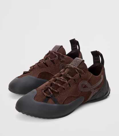 Men's Grip Sneaker In Calfskin Suede Dark Brown Sneakers