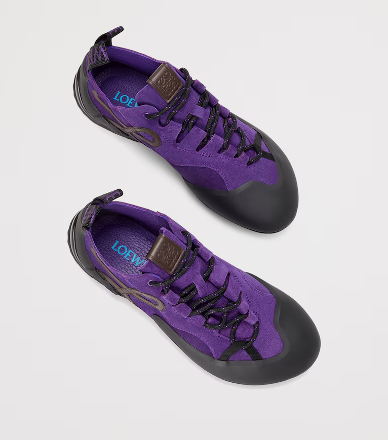 Men's Grip Sneaker In Calfskin Suede Purple Brown Sneakers
