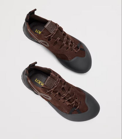 Men's Grip Sneaker In Calfskin Suede Dark Brown Sneakers