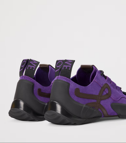 Men's Grip Sneaker In Calfskin Suede Purple Brown Sneakers