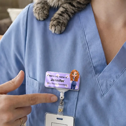 Daisy Pattern Nurse Hello My Name Is - Personalized Badge Reel