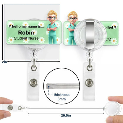 Daisy Pattern Nurse Hello My Name Is - Personalized Badge Reel