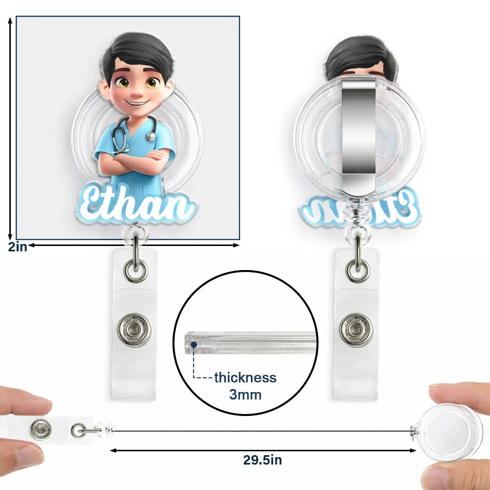 3D Effect Nurse Name - Personalized Badge Reel